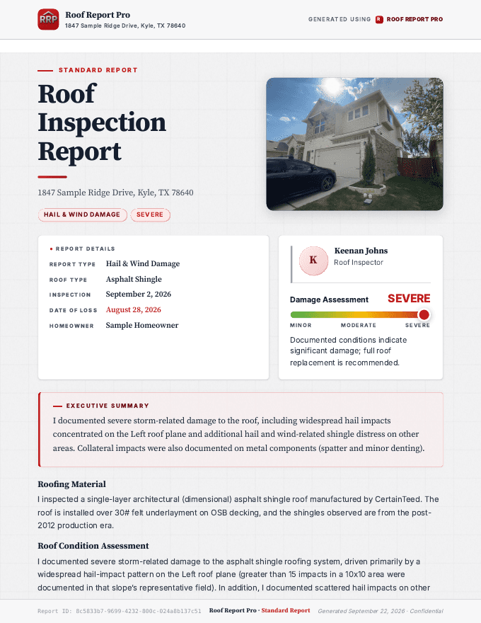 Cover page of the Standard sample report